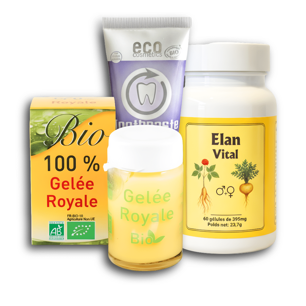 La Formule Vitalité PLUS associe deux produits naturels soigneusement sélectionnés, Élan Vital et la Gelée Royale Bio Pure, pour accompagner l’énergie globale, la vitalité et le bien-être au quotidien, en particulier lors des périodes de fatigue saisonnière ou de sollicitations accrues.