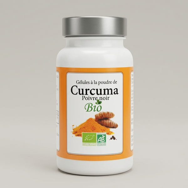 Curcuma & Poivre Noir Bio – flacon de 60 gélules