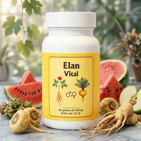 Elan Vital – Dose mit Maca- und Ginsengwurzeln und Wassermelone