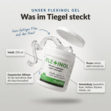 Flexinol Gel: Infografik zum Inhalt des Tiegels