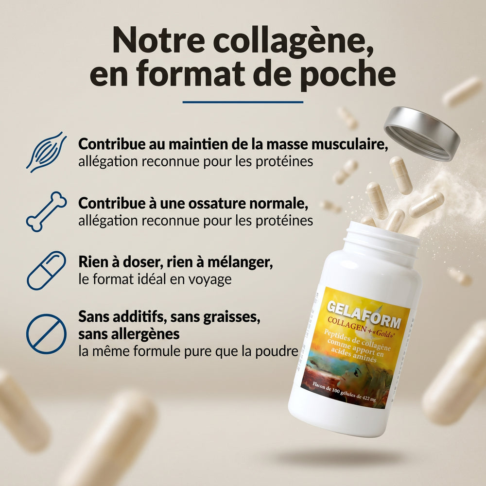 GELAFORM Collagen+ en gélules, format de poche : infographie