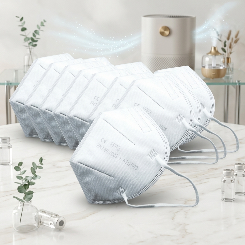 FFP2 Masks (Pack of 10) – masks on a marble table