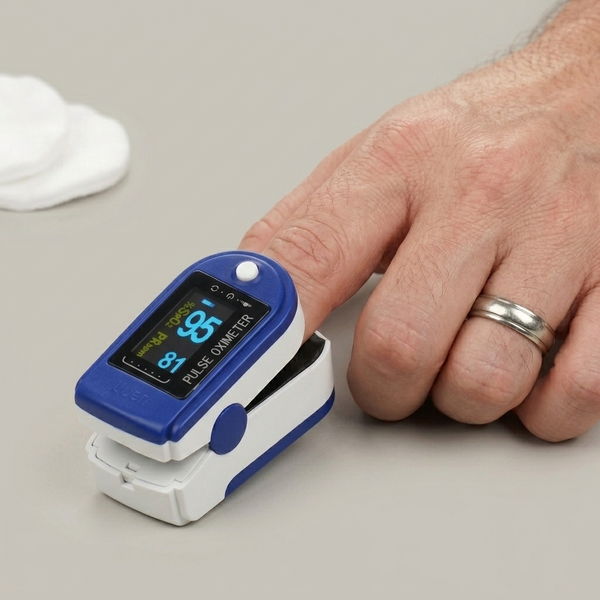 Oximeter & Pulsmesser – Pulsoximeter an einer Fingerspitze