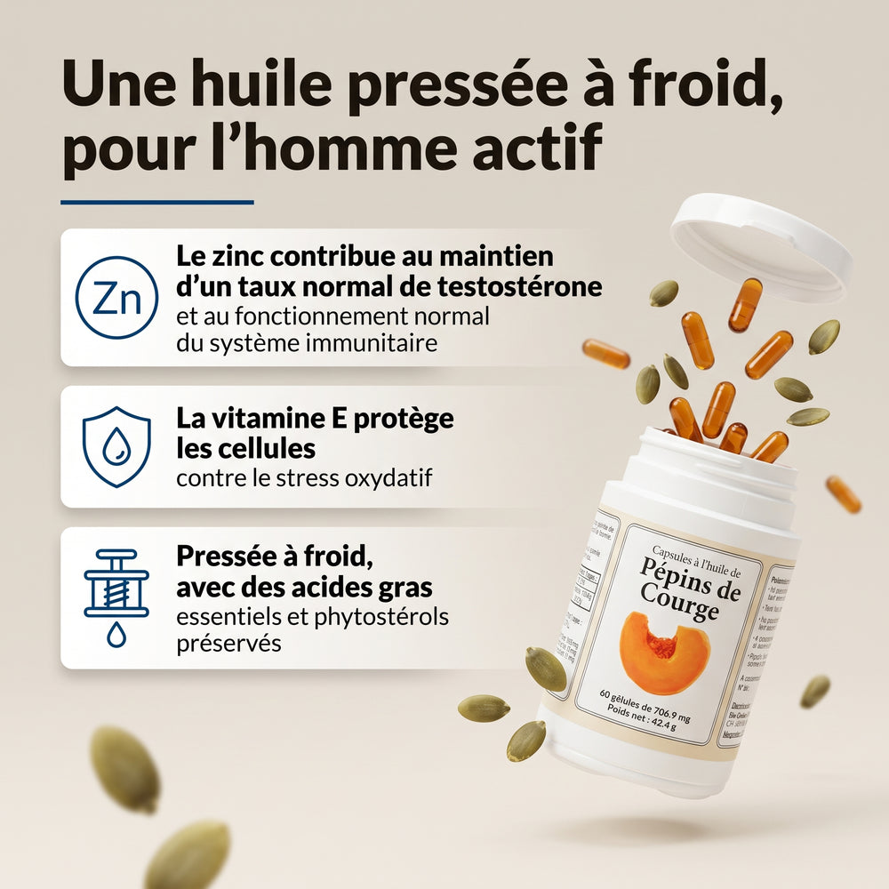 Huile de pépins de courge pressée à froid : infographie de la formule