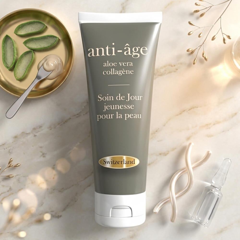 Day Cream – tube beside aloe vera leaves