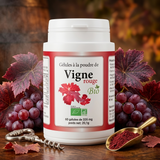 Rote Weinrebe Bio – Dose mit rotem Weinlaub und Trauben