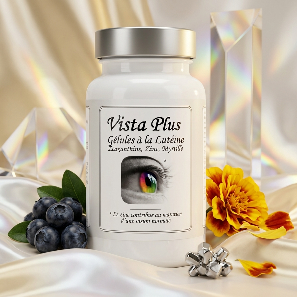 Vista Plus – Dose mit Heidelbeeren und Studentenblumen