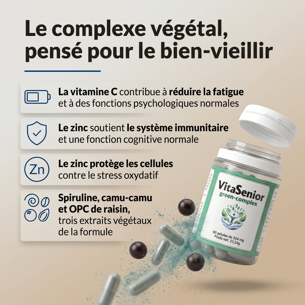 VitaSenior green-complex : infographie sur les vitamines et minéraux de la formule