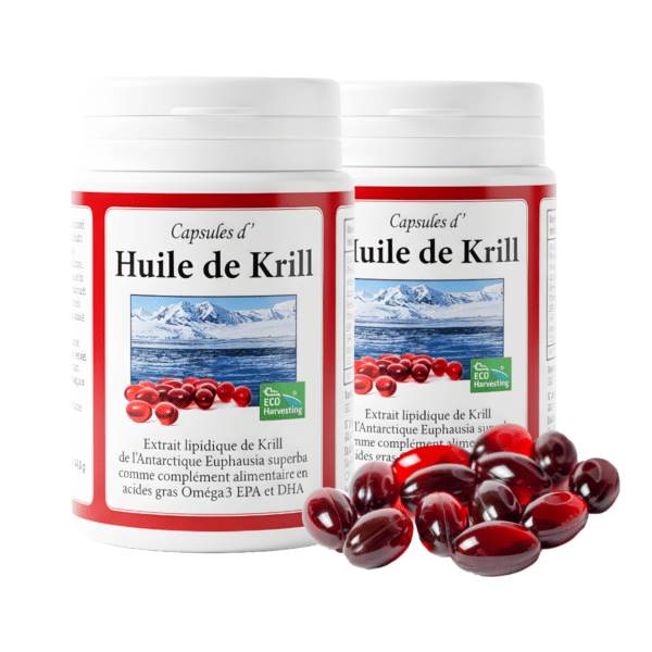 Huile de krill hautement assimilable, source d’oméga-3 EPA & DHA, contribuant au fonctionnement normal du cœur et du cerveau