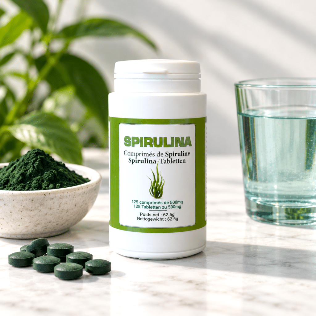 La spiruline n'est ni tout à fait une algue, ni tout à fait une plante : c'est l'une des plus anciennes formes de vie sur Terre. Proposée ici pure, en comprimés de 500 mg.