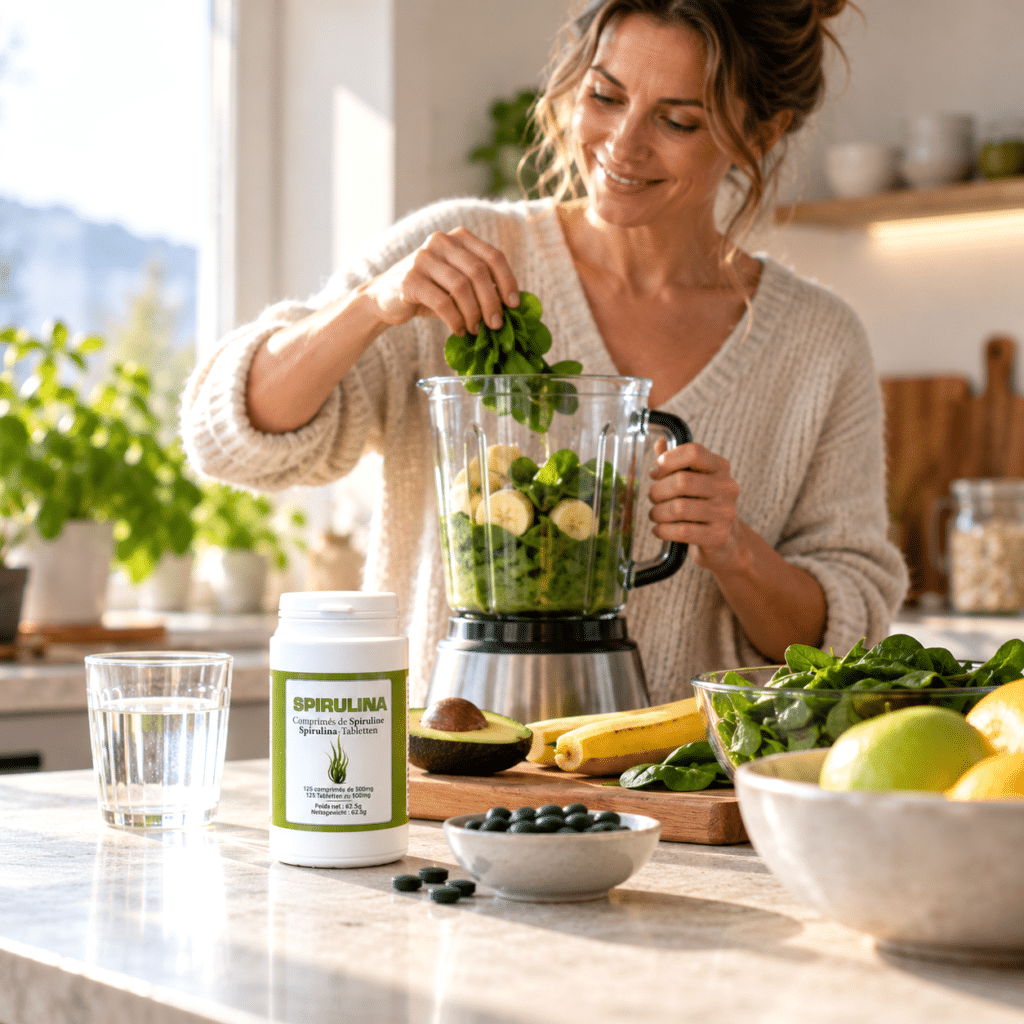 La Spiruline de Bio-Gestion permet d’intégrer facilement au quotidien une microalgue naturellement riche en protéines, grâce à des comprimés pratiques de 500 mg.
