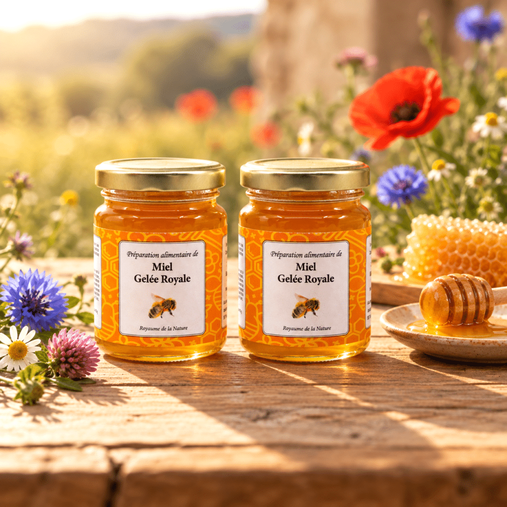 Ein cremiger Blütenhonig, in den 8% frisches Gelée Royale eingearbeitet wurden. Der Honig mildert den säuerlichen Geschmack des Gelée Royale und macht es so einfach wie einen Löffel Konfitüre: pur, aufs Brot oder ins Joghurt.