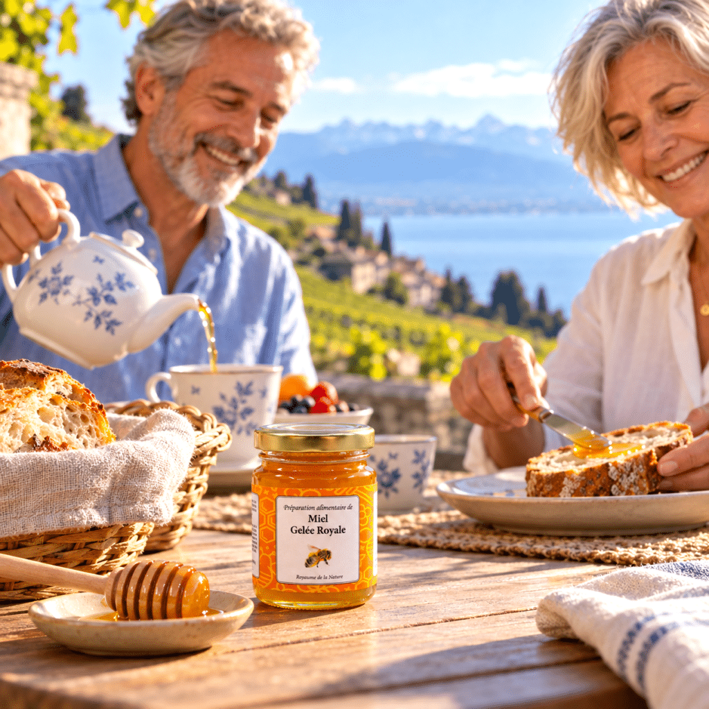 Gelée Royale mit Honig von Bio-Gestion begleitet Erwachsene, die Gelée Royale in einer genussvollen Form in ihre Morgenroutine integrieren möchten, mit einem Teelöffel pro Tag.