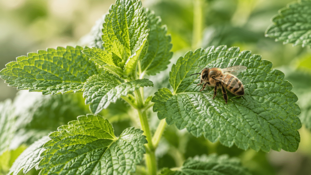 Die Zitronenmelisse (Melissa officinalis) verdankt ihren Namen den Bienen, die sie auf natürliche Weise anzieht, und gehört seit Jahrhunderten zu den vertrauten Pflanzen in Gärten und abendlichen Kräutertees.