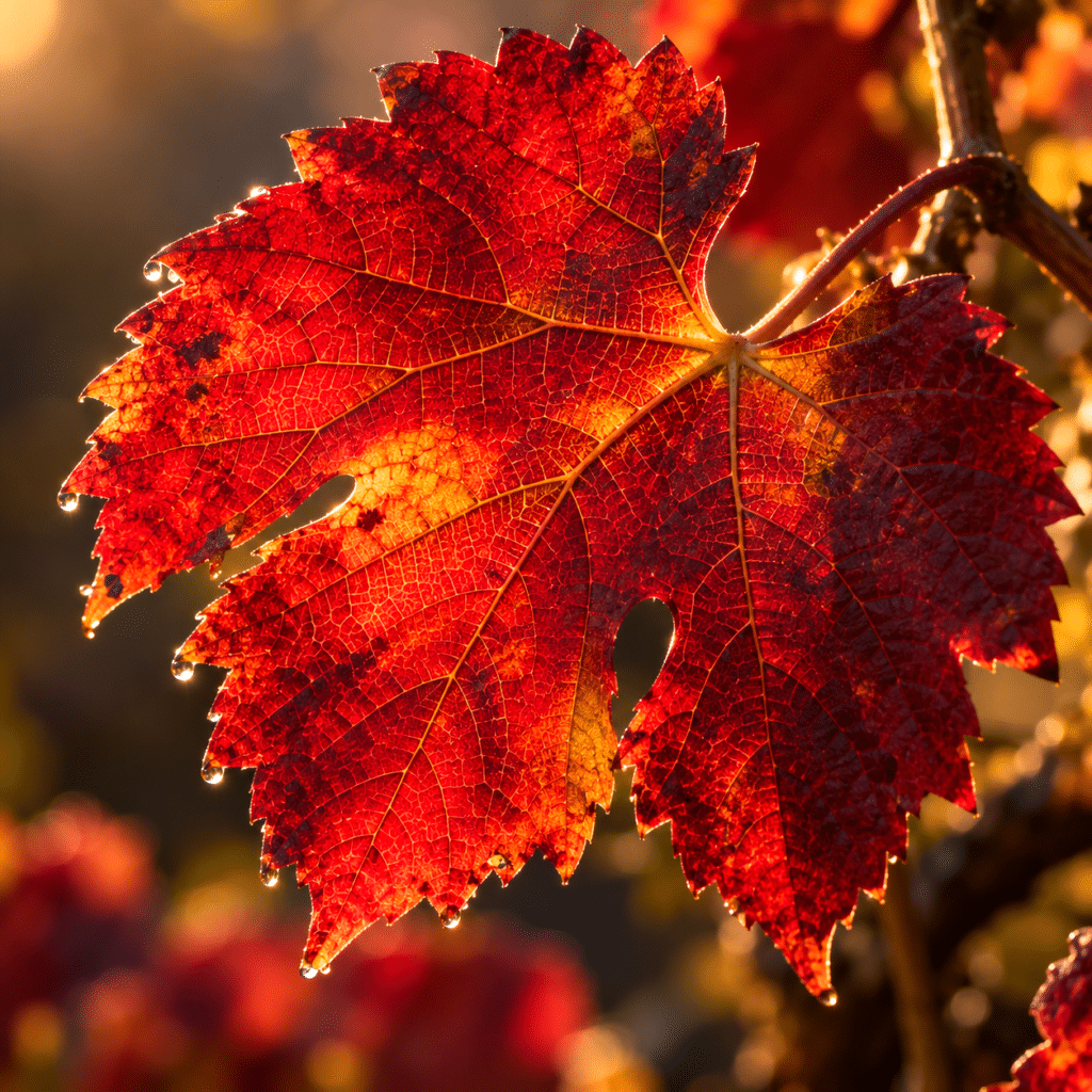 Les feuilles de vigne rouge se distinguent par leur richesse naturelle en flavonoïdes, tanins et anthocyanes, particulièrement concentrés à l’automne lorsque le feuillage prend ses teintes pourpres.