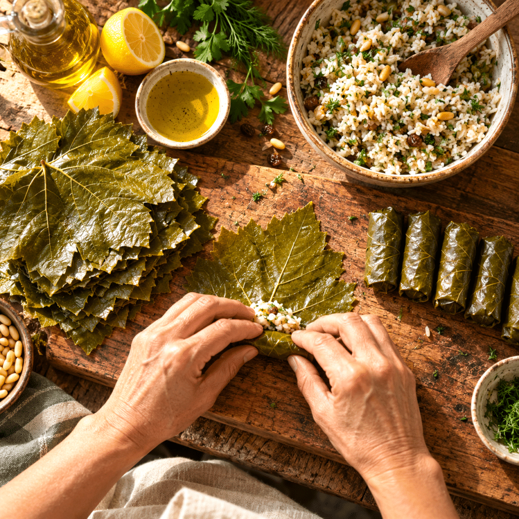 La feuille de vigne se retrouve aussi dans la cuisine méditerranéenne, où elle est farcie de riz et d’herbes ; dans la Vigne Rouge Bio, c’est la feuille rouge d’automne qui est utilisée.