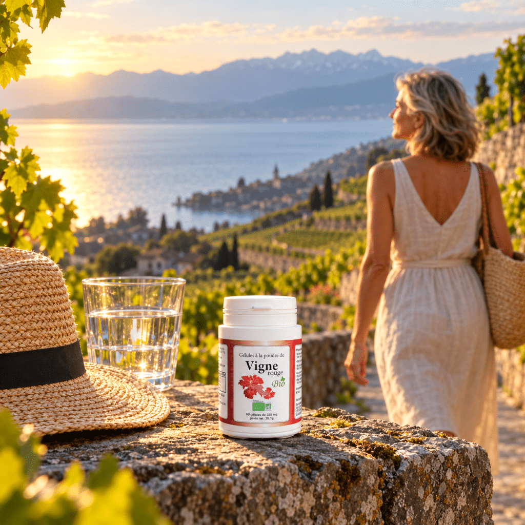 La Vigne Rouge Bio permet d’intégrer facilement la feuille de vigne rouge biologique à la routine quotidienne, avec une seule gélule par jour.
