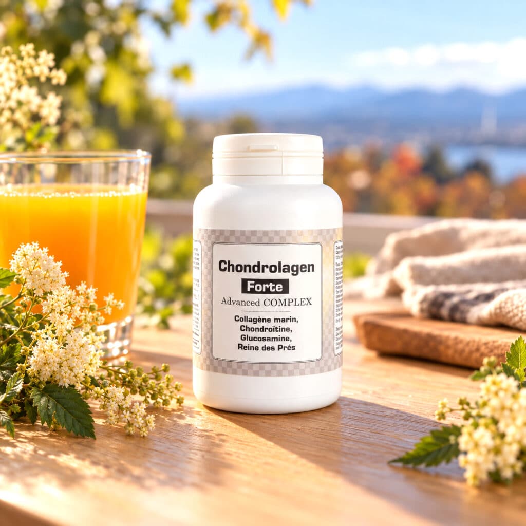 Chondrolagen Forte ist eine vollständige Rezeptur, die Kollagen, Glucosamin, Chondroitin und Mädesüss vereint, mit Kupfer und Mangan, zwei Mineralstoffen, die zum Bindegewebe beitragen.