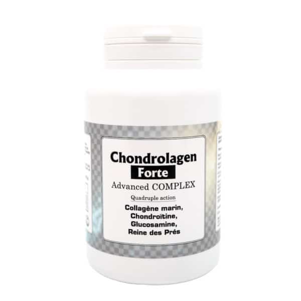 Chondrolagen Forte contient du collagène marin, de la glucosamine et de la chondroïtine.