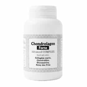 Chondrolagen Forte contient du collagène marin, de la glucosamine, de la Reine des prés et de la Chondroïtine.