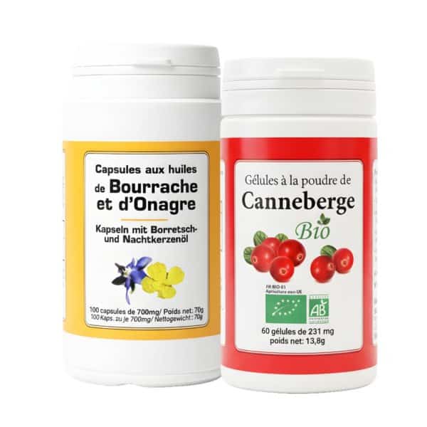 La Formule « Pour Madame » associe deux compléments naturels soigneusement sélectionnés pour accompagner le confort intime féminin et le bien-être global au quotidien.