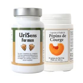 La Formule « Pour Monsieur » associe deux compléments naturels soigneusement sélectionnés pour accompagner le confort urinaire et le bien-être masculin au quotidien.