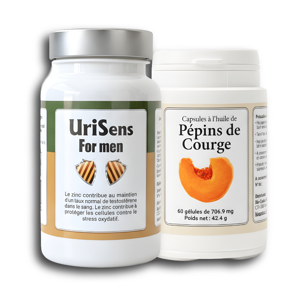 La Formule « Pour Monsieur » associe deux compléments naturels soigneusement sélectionnés pour accompagner le confort urinaire et le bien-être masculin au quotidien.