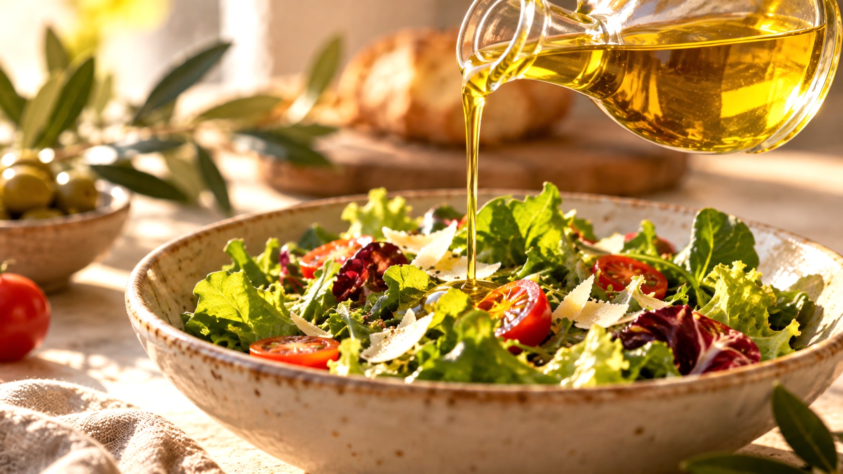 Un peu de matière grasse, comme un filet d’huile d’olive sur une salade, favorise l’absorption des nutriments liposolubles.